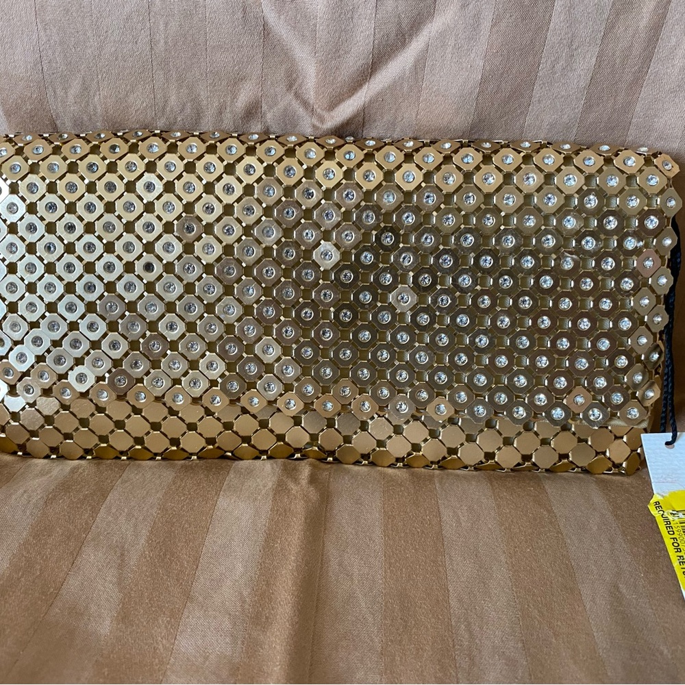 Kate Landry Metallic Rose Gold Embellished clutch/shoulder bag